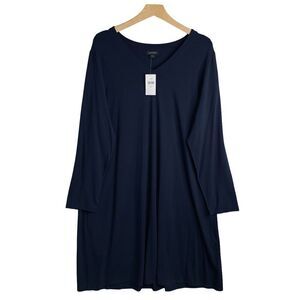 J Jill Navy V Neck Long Sleeve T-Shirt Shift Dress Womens Size XL NWT $99